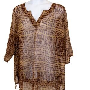 Sheer Animal Print Tunic Top